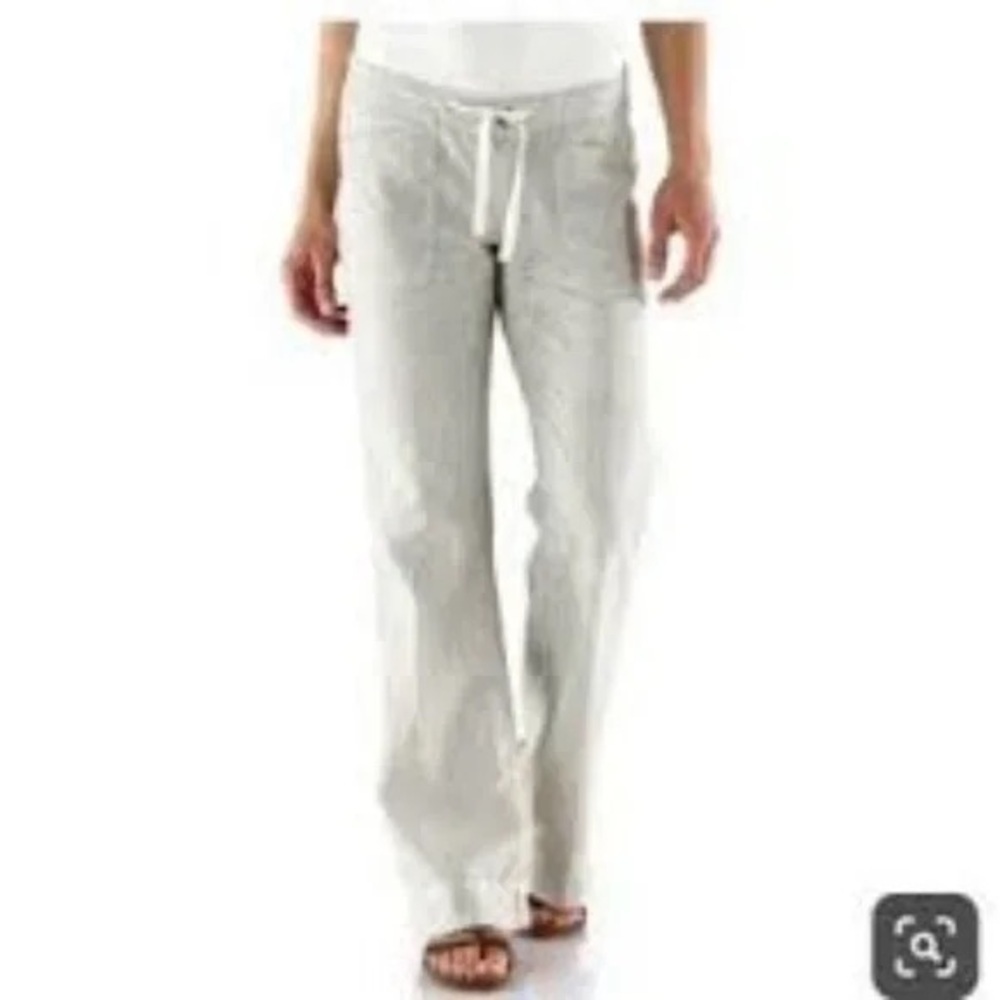 The North Face Larison Linen Pants Size 2 Lightweight Stripe Drawstring Waist - Picture 3 of 14